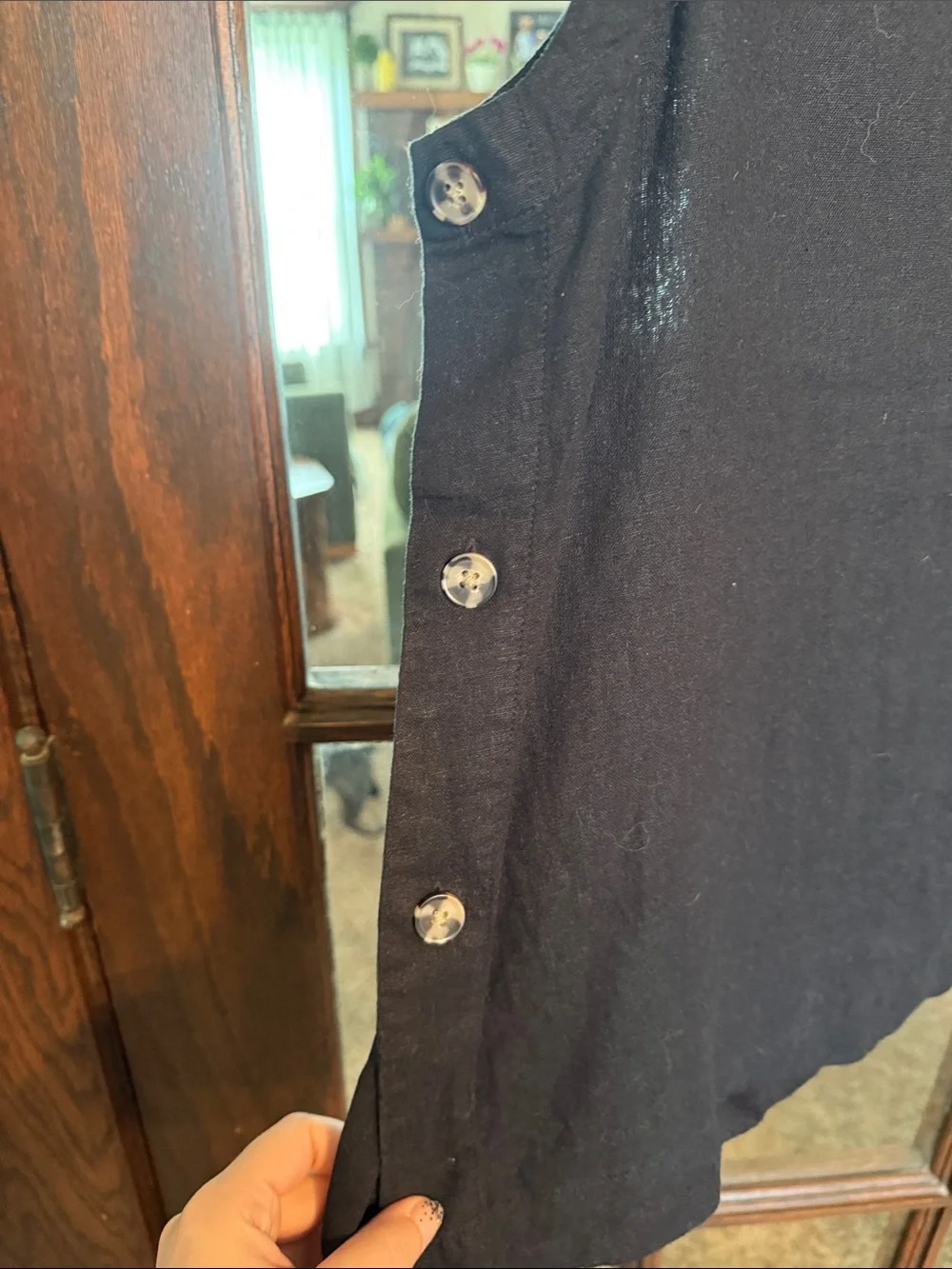 Universal Thread Womens Black Linen Blend Side Button Sleeveless Tank Top Large